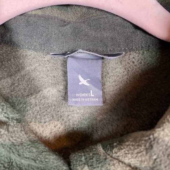 Eddie Bauer Womens Jacket Green Camo Shacket Fleece Pockets Button Up Large - Picture 6 of 16